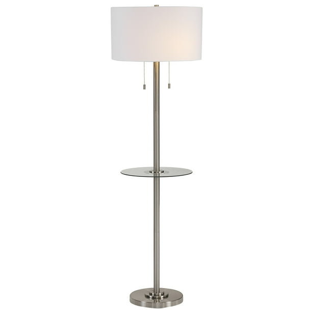 Stalk Design Metal Floor Lamp With Pull Chain Switch Silver Com Metal Floor Lamp With Pull Chain Switch, Floor Lamp Pull Chain Switch