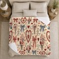 thumbnail image 5 of Folk Art Hearts Flowers Fall Country Living Room, Cozy Botanical Garden Scene, Warm Flannel Blanket for Sunroom and Reading Nook, Garden Lovers Thanksgiving Gift, Artistic Home Decor, 5 of 9