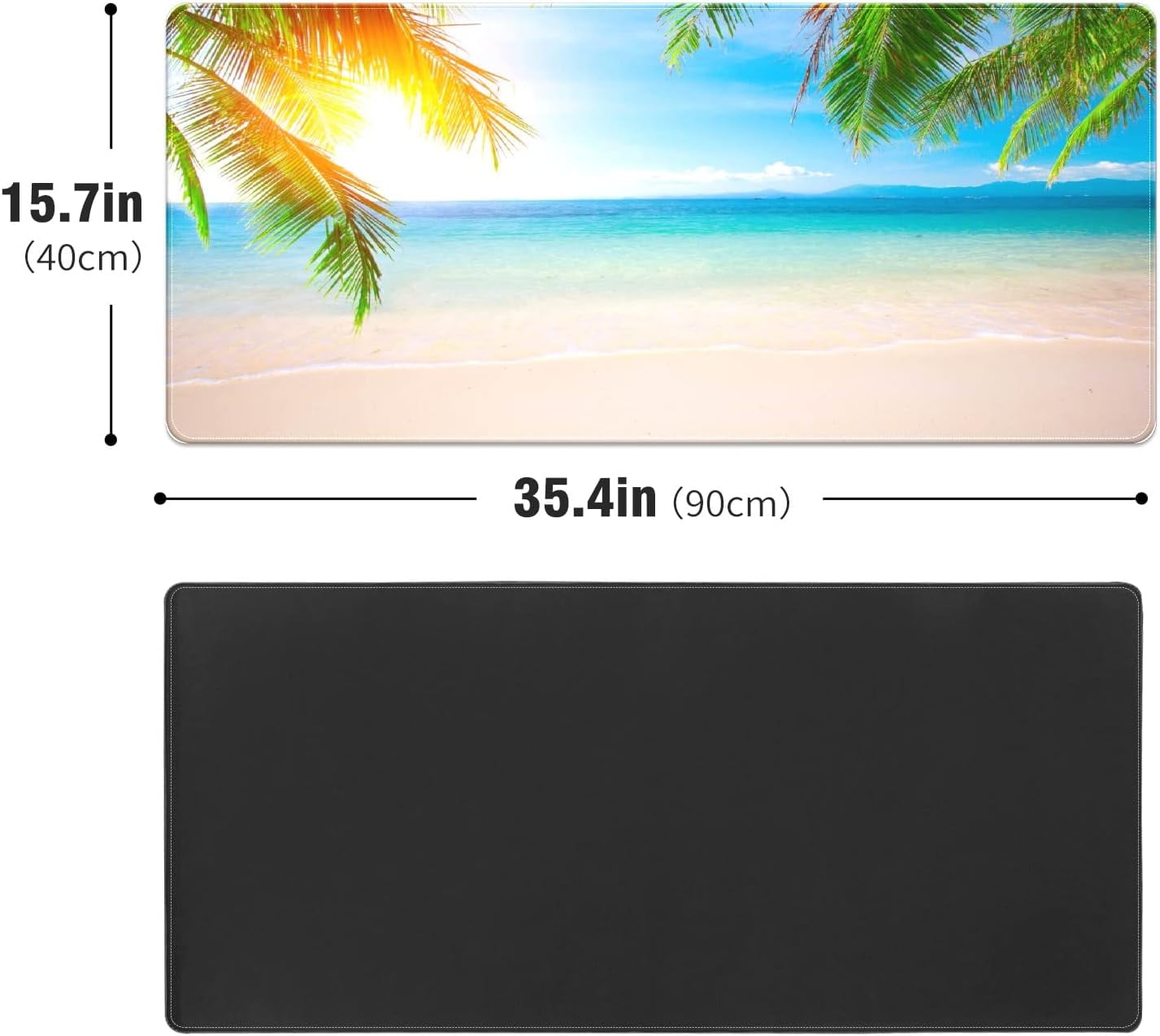 Sunshine Tropical Palm Trees Beach Desk Mat, Desk Accessory, Cute Workspace, Trendy Workspace, Trendy, 35.4x15.7in Large Gaming Mouse Pad, Cute Desk Topper, Pretty Desk Pad