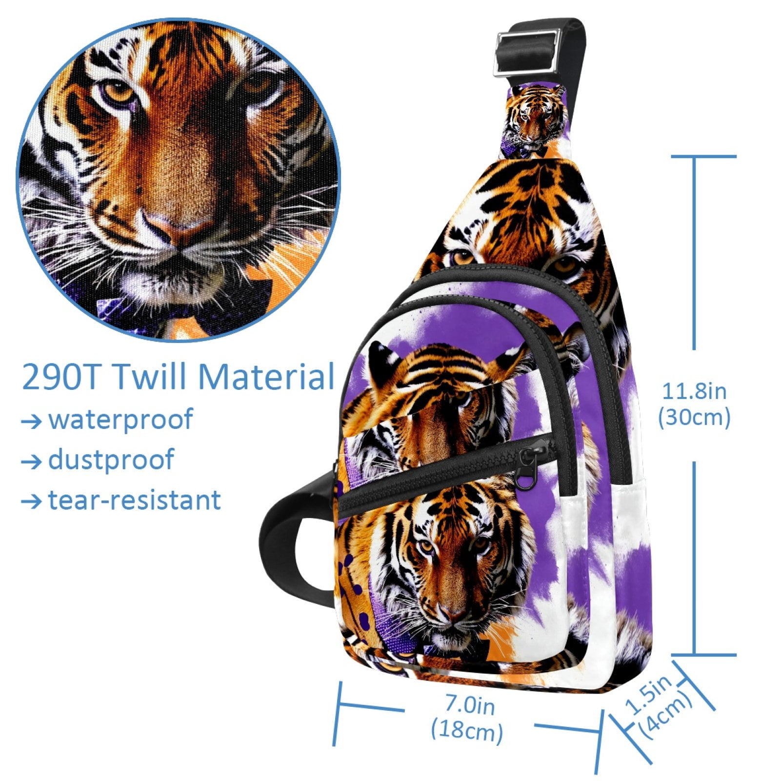 ERJLKXP Animal Tiger Small Mens Women Crossbody Chest Bag, Travel Over Shoulder Sling Bag Backpack Men Side Bag,Daypack