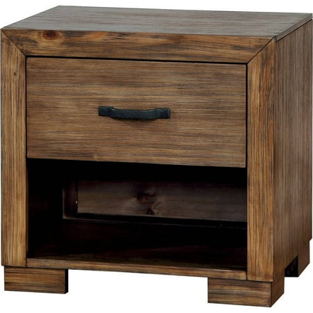 Reclaimed Heart Pine - Furniture of America Katheleen Rustic Nightstand, Reclaimed Pine Wood