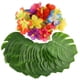 thumbnail image 1 of 54 piezas de hojas verdes de 20 cm/8 pulgadas, 24 flores rojas y amarillas (10 cm) decoraciones para fiestas, plantas artificiales con espalda de tortuga, decoraciones para fiestas de cumpleaños, 1 of 5