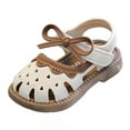 thumbnail image 3 of Afuyipoi ​Girls Closed Toe Sandals, Toddler and Little Kids Sweet Bow Cut-Out Shoes, Soft Sole Non-Slip Ruffle Summer Beach Sandals White Size 12.5 (Little Kids), 3 of 6