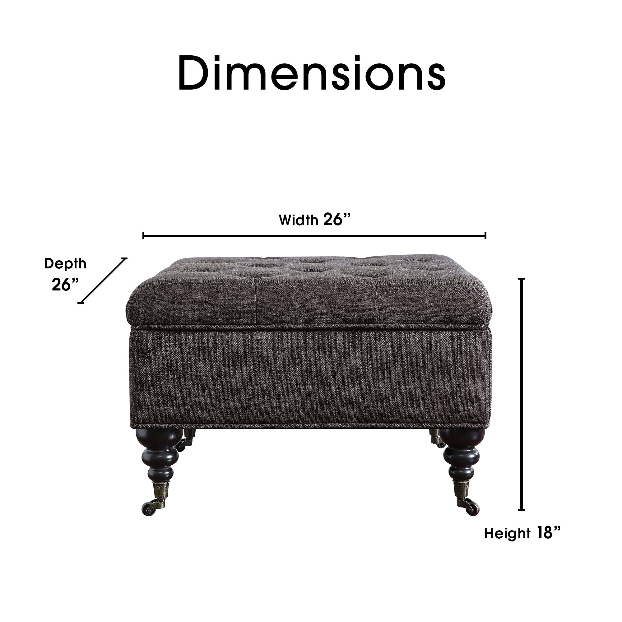 Serta Abbot Tufted Ottoman with Storage, Charcoal