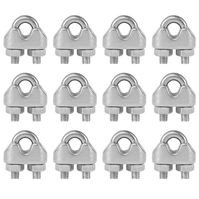 12pcs M3 Cable Clamps Heavy Duty 3mm Wire Rope Clip 304 Stainless Steel U Bolts Saddle Fastener Wire Rope Clamps Metal Cable Crips
