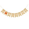 thumbnail image 4 of HEMOTON Thanksgiving Party Banner with Maple Leaves Printed on Premium White Linen Swallowtail Shape 70 Characters, 4 of 8