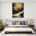 thumbnail image 4 of Mudket Golden Tree Waterfall Canvas Wall Art, floral prints wall art, Framed Nature Landscape Print, Feng Shui Wall Decor for Living Room, Ready to Hang - 12"L x 8"W, 4 of 10