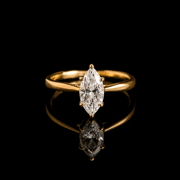 Diiro Marquise Cut Moissanite Ring, Solitaire Engagement Ring in 14K Vermeil Yellow Gold, Classic Promise Ring for Women, Wedding Ring