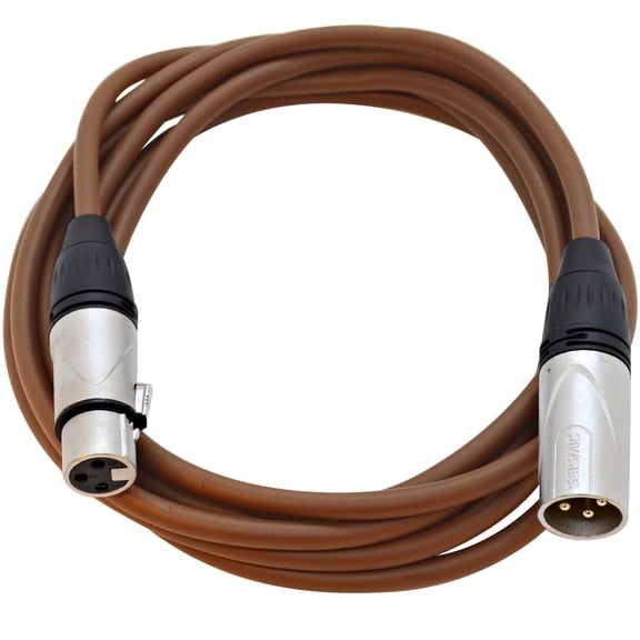 Seismic Audio 10 Foot Brown XLR Patch Cable Microphone Cord - 3 Pin XLR Male to XLR Female 10' - SAXLX-10Brown