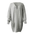 thumbnail image 3 of VISALY Long Cardigans Chunky Cardigan Sweaters Women's Long Sleeve Ribbed Knit Cardigan Open Front Casual Fall Sweaters with Pockets Trendy Sweaters Beach Cardigan Grey Xxl, 3 of 8