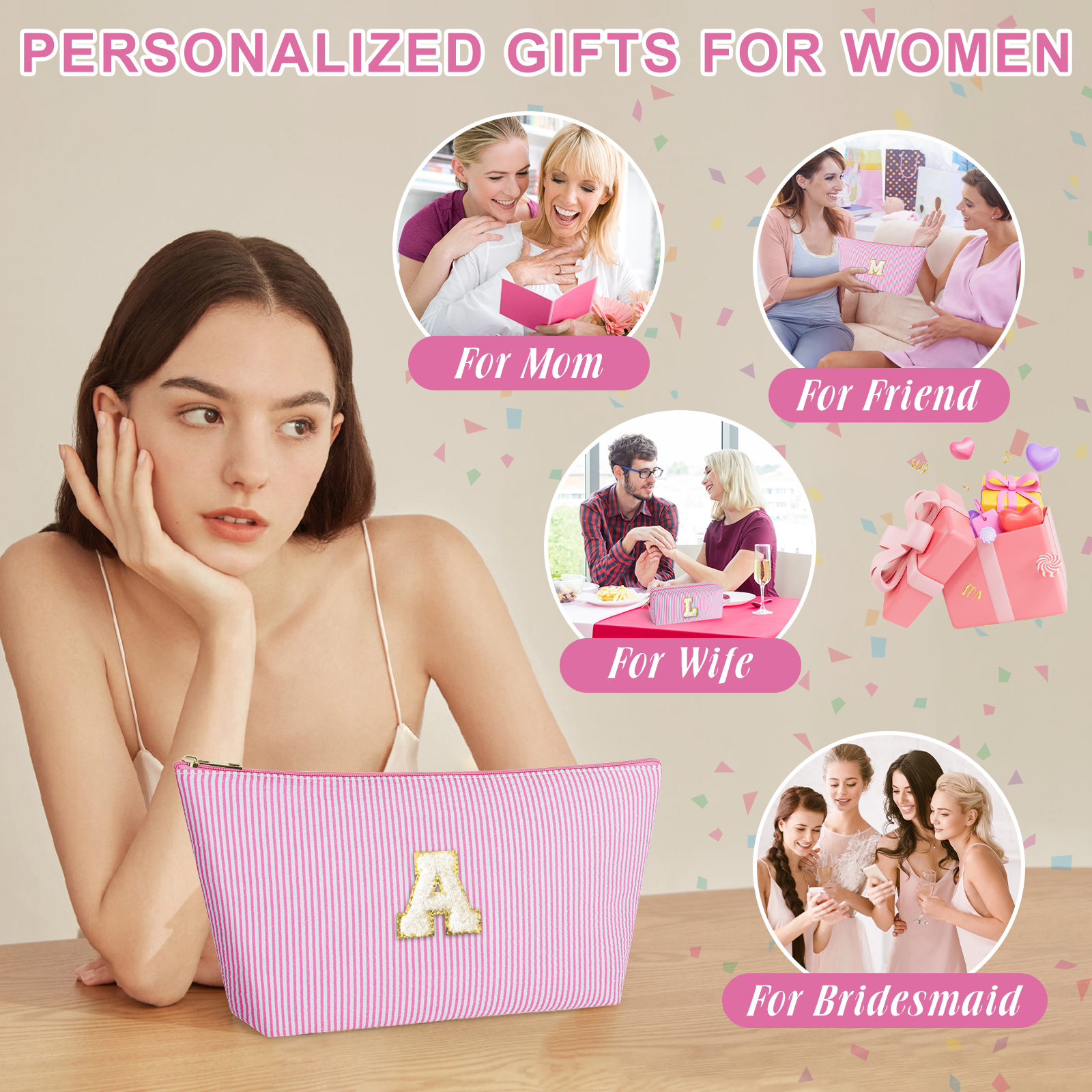 Dakimoe Personalized Initial Makeup Bag photo 4