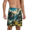 thumbnail image 2 of Sikiie Valley River Dinosaur Mens Pajama Shorts, Lightweight Lounge Pant with Pockets Soft Sleep Pj Shorts for MenMedium, 2 of 6