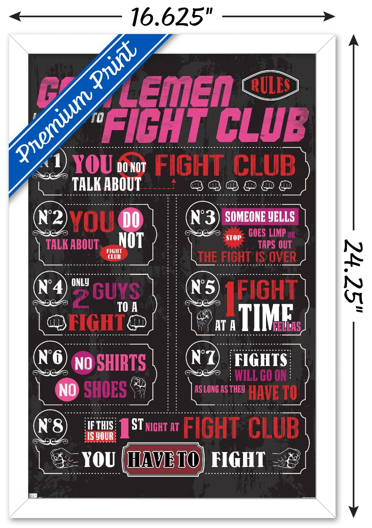 Fight Club - Rules Wall Poster, 14.725" x 22.375", Framed