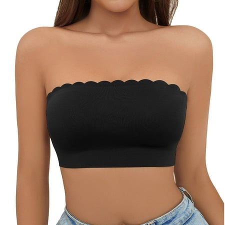 GENGING Bras for WomenAshion Women Discounted Items Clearance Solid Color Wavy Pattern Wireless Together Breast Milk Bandeau Bra Strapless Daily Bra
