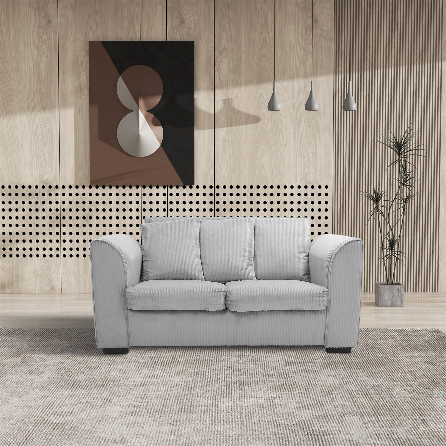 Kadyn Loveseat Sofa, Fabric Sofa Couch with Pillow, Modern Upholstered Sofa for Living Room&Bedroom&Office, Light Grey