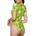 thumbnail image 3 of Balery Green Apple Women's Short Sleevee Crew Neck Bodysuit Tops Short Sleeve Tops Basic-Large, 3 of 9