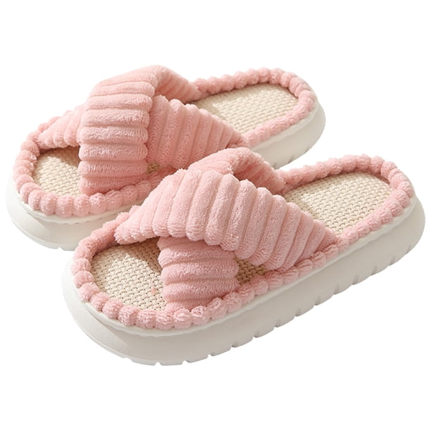 Zapatos Sin Cordones para Mujer Pantuflas Con Banda Cruzada Felpa Acogedoras Suministros El Antideslizantes