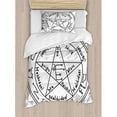 thumbnail image 3 of Occult Decor Queen Size Duvet Cover Set, Minimalist Ancient Magic Symbol with Dated Pagan Shape and Motif Old in New, Decorative 3 Piece Bedding Set with 2 Pillow Shams, Black White, by Ambesonne, 3 of 3