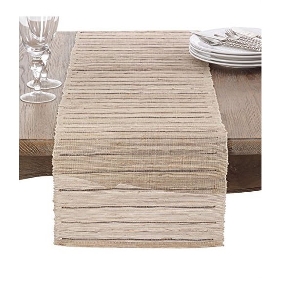 Fennco Styles Textured Stripe Design Woven Table Runner (Nubby Stripe)