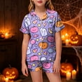 thumbnail image 2 of NIEWTR Halloween Pajamas Toddler Girls Halloween Pajamas Sets Sleeping Pants Cute Print Home Short Sleeve Shorts Pajama Set Full Suit Clothes, 2 of 5