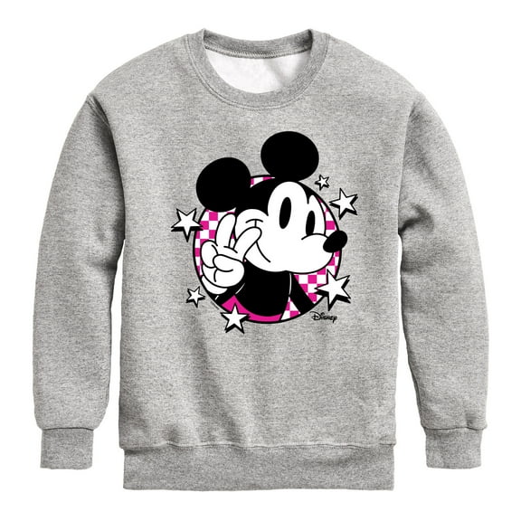 Disney - Mickey & Friends - Peace Sign - Checkered Background - Toddler And Youth Long Sleeve Graphic T-Shirt