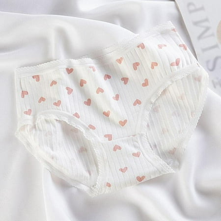 

Spree Love Heart Printing Ladies Underwear Women S Cotton Crotch Underpants Large Size Cotton Seamless Mid-Waist Girl Briefs