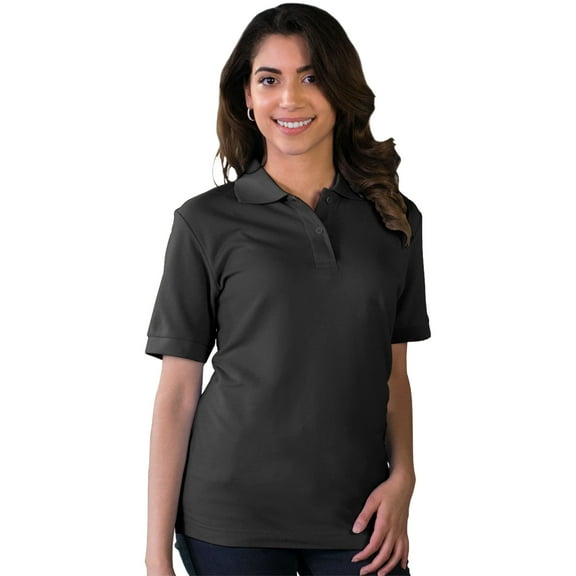 BlueGeneration Ladies S/S Value Pique Polo - Black 2 Extra Large Solid