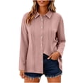 thumbnail image 4 of Neewe Womens Classic Plain Long Sleeve Button Down Shirts Casual Loose Fit Cotton Collared Blouses, 4 of 8