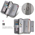 thumbnail image 4 of Feishell for iPhone 14 Plus Multi-Function Wallet Case, with Wrist Strap, Premium PU Leather 2 in 1 Magnetic Detachable Purse 14 Card Holder Slots Zipper Pocket Phone Case for Women Men,Gray, 4 of 8