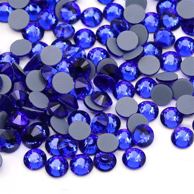Hotfix Rhinestones Flatback Glass Rhinestone 1440PCS SS16 3.7-3.9MM Gemas redondas para uñas Arte Glitter Cristales Piedra DIY Bolsas Ropa Zapatos (Azul oscuro)
