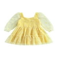 thumbnail image 1 of Robe Trapèze pour Bébé Fille Imprimé Marguerite Manches Longues en Tulle et Tulle Robe de Soirée, 1 of 8