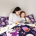 thumbnail image 5 of Homewish Cute Halloween Ghost 7-Piece King Bedding,Leaf Book Drink Print King Bed in a Bag,Dark Purple Pink,Halloween Reversible, 5 of 8