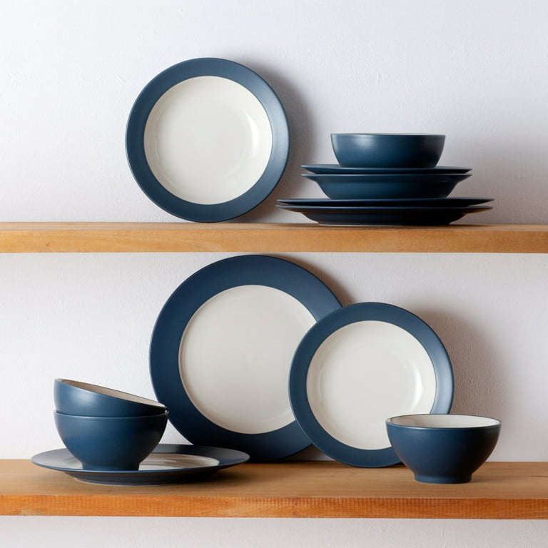 Noritake Colorwave Blue 12-Piece Rim Dinnerware Set, Service