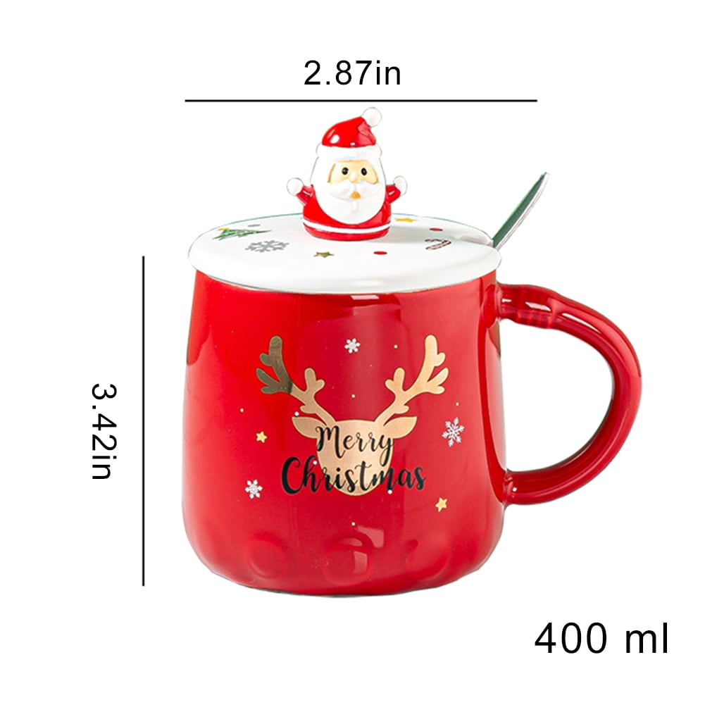 Merry Christmas Enamel Coffee Wine Cup Deer Print Drink Mug Dessert Hot  Cocoa Chocolate Cup Cake Mugs Handle Drinkware Xmas Gift