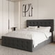 thumbnail image 1 of Tamaño completo-size marco de cama: 4 almacenamiento cajones, cabecero, linen forrado platform, de madera slats support, no box spring, button tufted design, dark gris, 1 of 7
