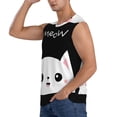 thumbnail image 3 of Goofa Cat Meow Printed Men's Sleeveless T-Shirt - Athletic Gym Workout Tank Top for Men - Moisture-Wicking, UPF 30+ Quick-Dry Muscle Tee-, 3 of 8