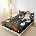 thumbnail image 4 of jejeloiu Spooky Castle Full Size Sheets,Happy Halloween Bed Sheets,Cute Ghost Pumpkin Sheet Sets For Child,Microfiber Bedroom Decor,4-Piece, 4 of 7