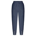 thumbnail image 5 of Cilcicy Women Loose High Waisted Buttoned Cotton Hemp Drawstring Trousers, 5 of 5