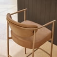 thumbnail image 5 of ReNest 27'' Bar Stools Set of 2, Upholstered Counter Stools with Back and Woven Arms, Gold Metal Frame, Modern Kitchen Island Seating, Faux Leather, Brown, 5 of 14