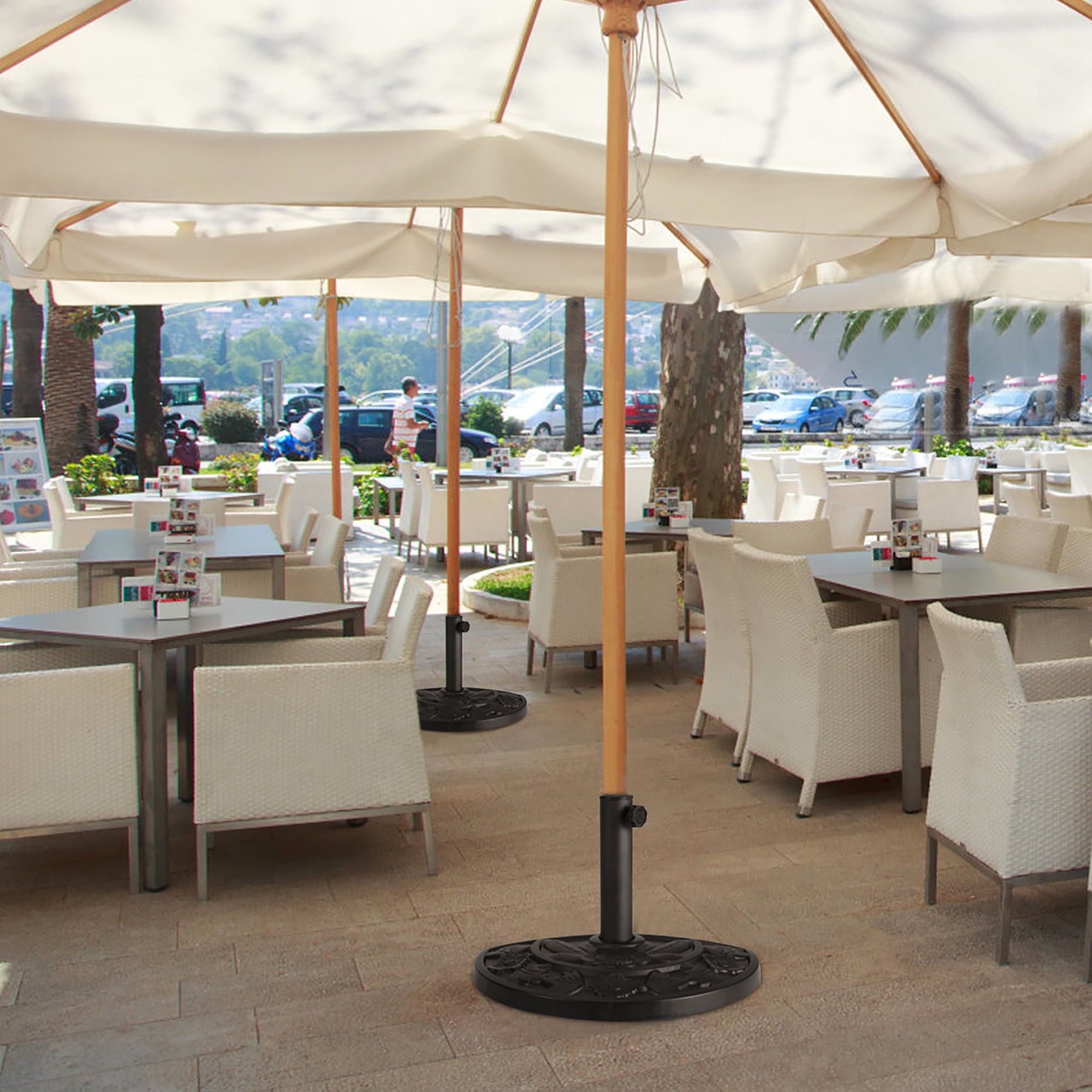 Costway 20'' Outdoor Patio Half Round Umbrella Base Stand Resin Deck Table Sun Shade