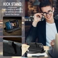 thumbnail image 3 of CaseMe Wallet Case Premium Handmade PU Leather Phone Case Card Slots Magnetic Closure Zipper Pocket Kickstand Flip Case with Hand Strap for iPhone 14 (Black), 3 of 9
