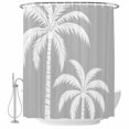 thumbnail image 2 of Gray Palm Tree Shower Curtains for Bathroom, Coastal Tropical Summer Coconut Plants Waterproof Fabric Shower Curtain, Decorative Bathroom Curtain for Bathtub, 72"x72", No Hooks Included, 2 of 9