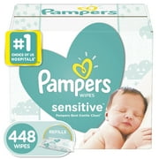 Pampers Baby Wipes Sensitive Unscented, 7X Refill Packs, 448 Ct