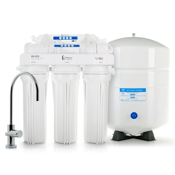 Professional 5 Stage Reverse Osmosis System Complete 75 GPD With Filters Faucet & Tank - Built in USA