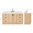 thumbnail image 3 of Ariel Kelly 67 Inch Single Oval Sink Bathroom Vanity With Pure White Quartz Countertop 1.5 Inch Edge In Oak, 3 of 12