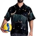 thumbnail image 4 of Taurus Constellation Men's Short Sleeve Button Down Beach Shirts, Casual Printed Summer Unisex Tops, 4 of 6