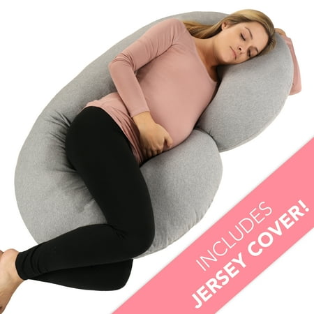 PharMeDoc Pregnancy Pillow with Soft Jersey Cover - C Shaped Body Pillow for Pregnant (Best Body Pillows During Pregnancy)