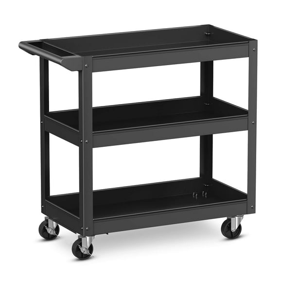 Costway 3-Tier Metal Utility Cart 400 lbs Storage Service Trolley Tool Storage Black
