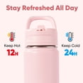thumbnail image 2 of Daluvenix 12oz Insulated Kids Water Bottle with Straw and Carry Handle, Leak-Proof BPA-Free Stainless Steel Bottle, Pink, 2 of 10