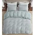 thumbnail image 2 of Chezmoi Collection Breeze 3-Piece Cotton Gauze King Duvet Cover Set, Light Blue-Gray Soft Washed Cotton Linen Like Textured Breathable Comforter Cover with Button Closure, 2 of 9
